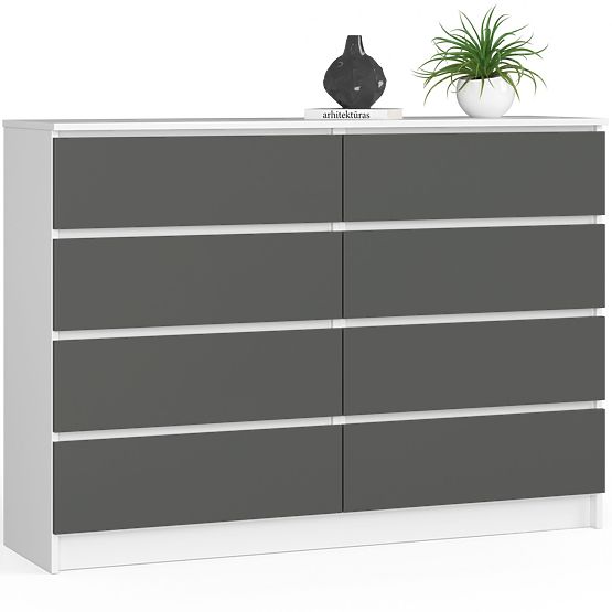 CHEST OF DRAWERS K140 8SZ CLP PK WHITE / GRAY