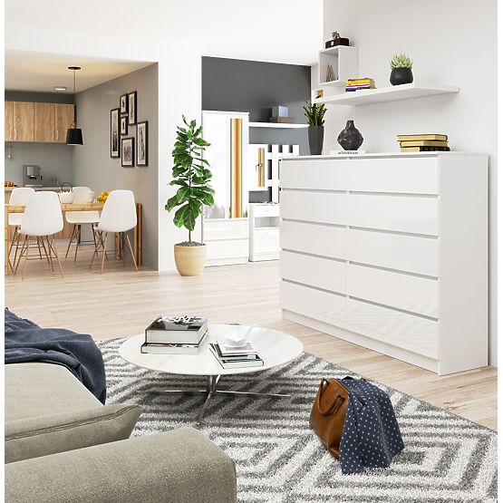 CHEST OF DRAWERS K160 10SZ CLP PK WHITE GLOSS