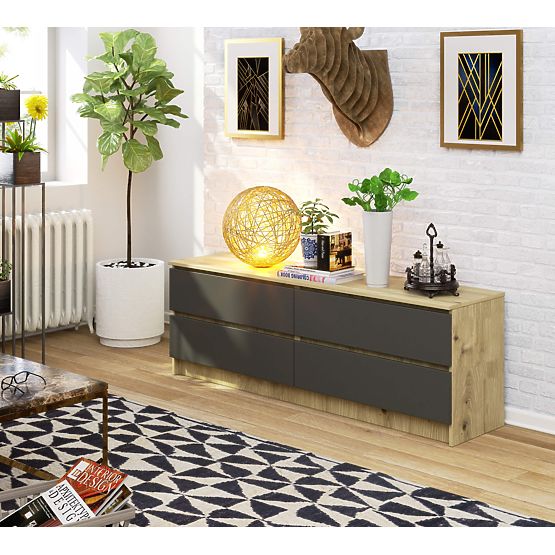 CHEST OF DRAWERS K160 4SZ CLP PK ARTISAN OAK / GRAY