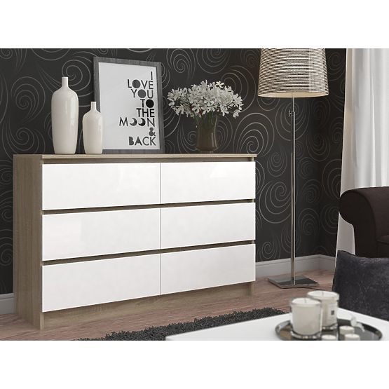 CHEST OF DRAWERS K160 6SZ CLP PK OAK SONOMA / WHITE