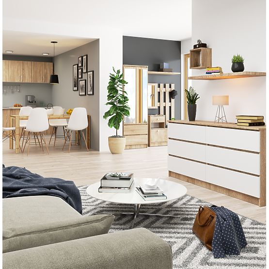 CHEST OF DRAWERS K160 6SZ CLP PK OAK SONOMA / WHITE