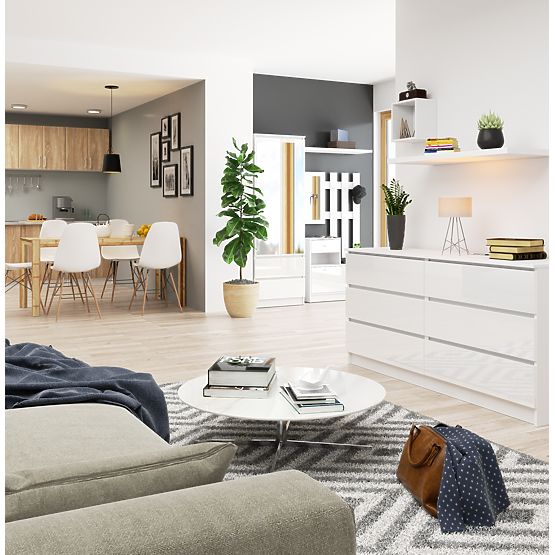 CHEST OF DRAWERS K160 6SZ CLP PK WHITE GLOSS