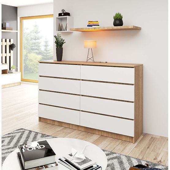 CHEST OF DRAWERS K160 8SZ CLP PK OAK SONOMA / WHITE