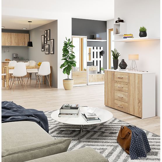 CHEST OF DRAWERS K45 PK WHITE / OAK SONOMA