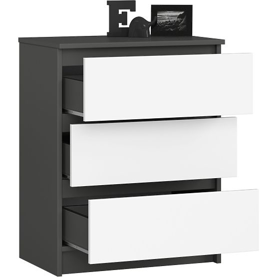 CHEST OF DRAWERS K60 3DR CLP GRAPHITE GRAY / WHITE