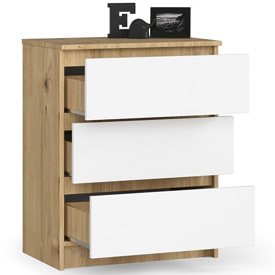 CHEST OF DRAWERS K60 3SZ CLP PK ARTISAN OAK / WHITE