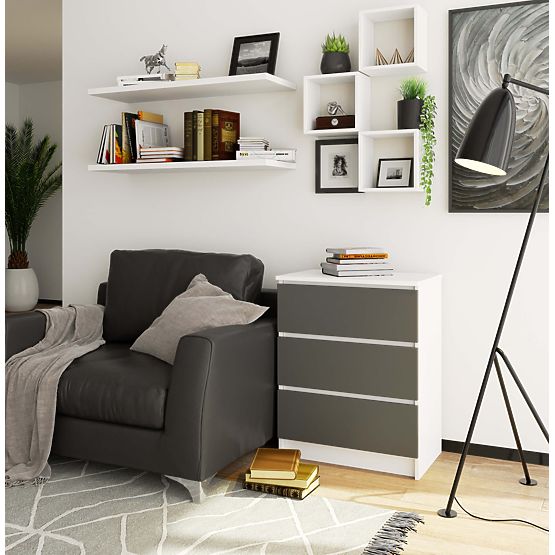 CHEST OF DRAWERS K60 3SZ CLP WHITE / GRAY