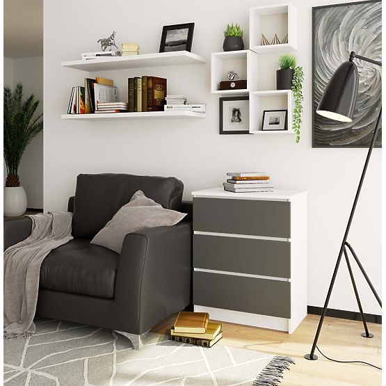 CHEST OF DRAWERS K60 3SZ CLP WHITE / GRAY
