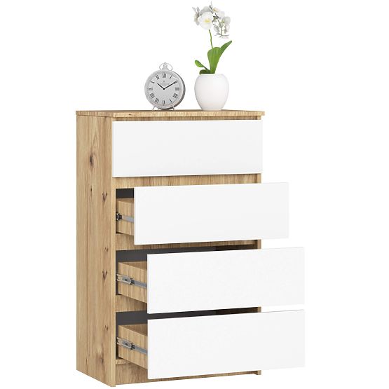 CHEST OF DRAWERS K60 4SZ PK OAK ARTISAN / WHITE
