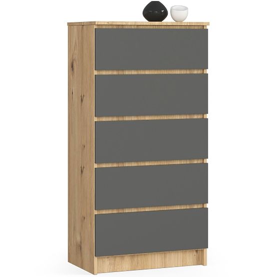 CHEST OF DRAWERS K60 5SZ CLP PK ARTISAN OAK / GRAY