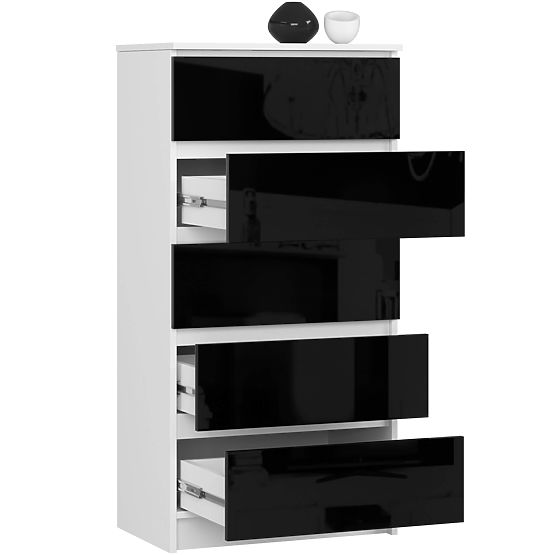 CHEST OF DRAWERS K60 5SZ CLP PK BLACK GLOSS