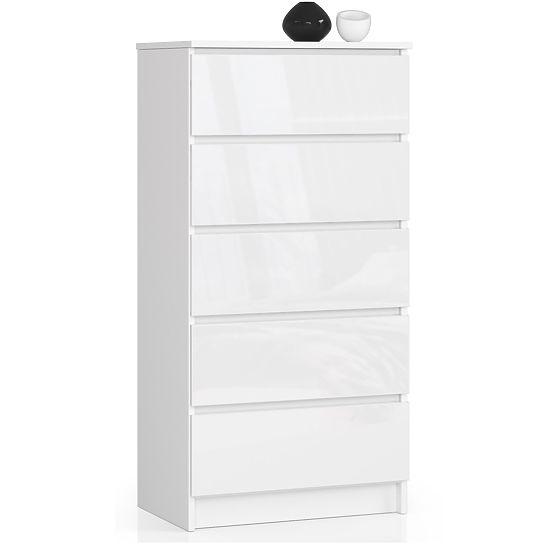 CHEST OF DRAWERS K60 5SZ CLP PK WHITE GLOSS