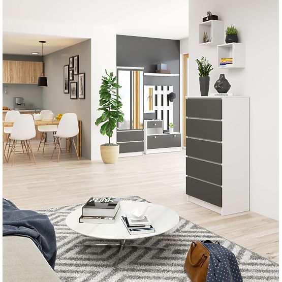 CHEST OF DRAWERS K60 5SZ CLP PK WHITE / GRAY