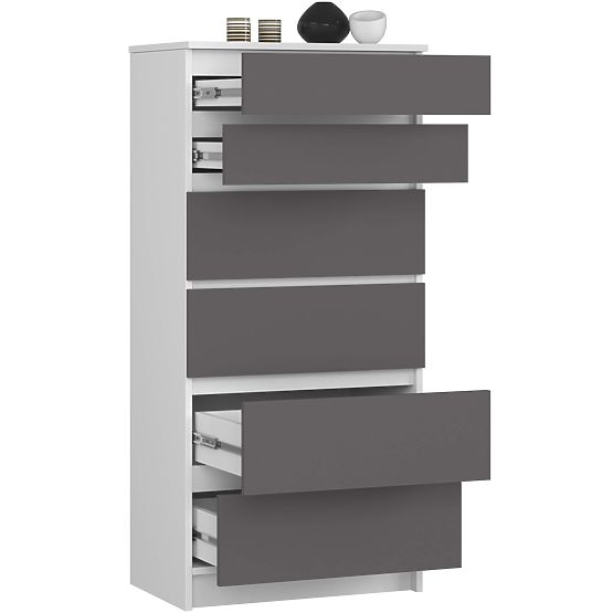 CHEST OF DRAWERS K60 6SZ CLP PK WHITE / GRAY