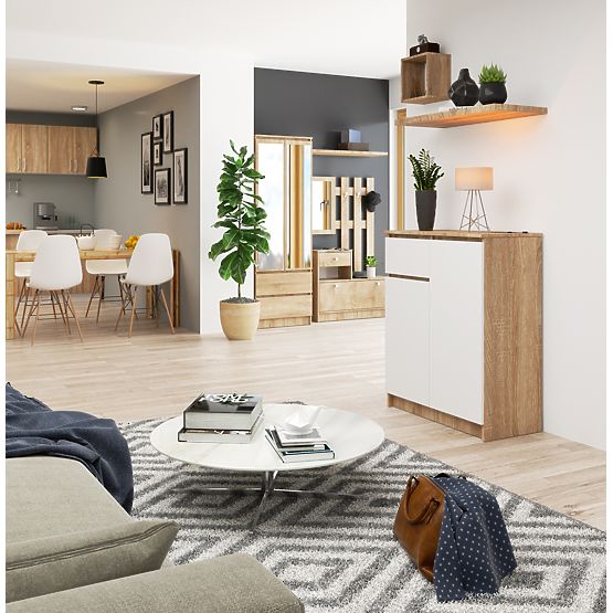 CHEST OF DRAWERS K80 2D 1SZ CLP PK OAK SONOMA / WHITE