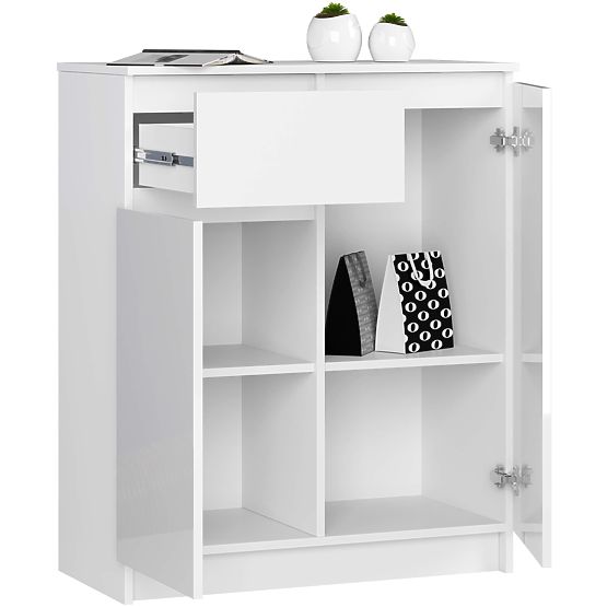 CHEST OF DRAWERS K80 2D 1SZ CLP PK WHITE GLOSS