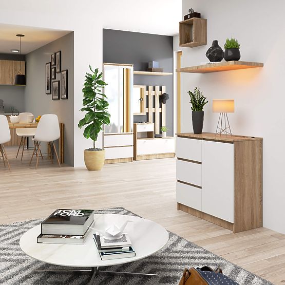 CHEST OF DRAWERS K80 JERRY 1D 3DR PK OAK SONOMA / WHITE