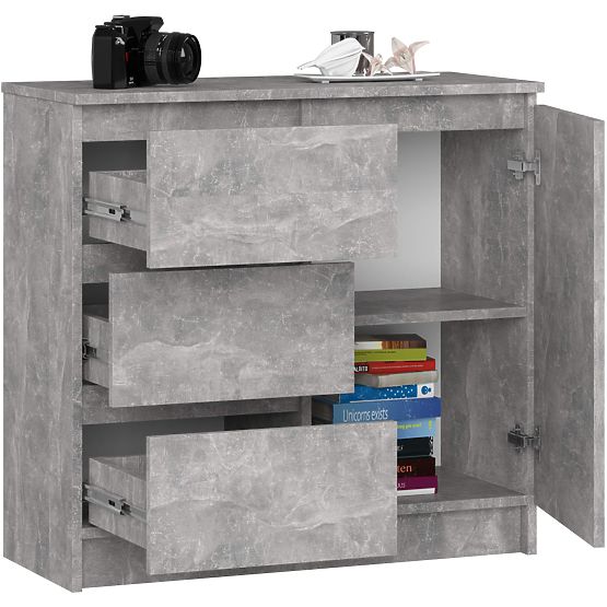 CHEST OF DRAWERS K80 JERRY 1D 3SZ PK CONCRETE