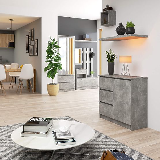 CHEST OF DRAWERS K80 JERRY 1D 3SZ PK CONCRETE