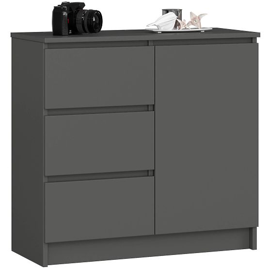 CHEST OF DRAWERS K80 JERRY 1D 3SZ PK GRAPHITE GRAY