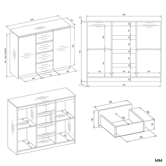 Chest of Drawers Malwa 2D4S 120 CASHMERE BEIGE