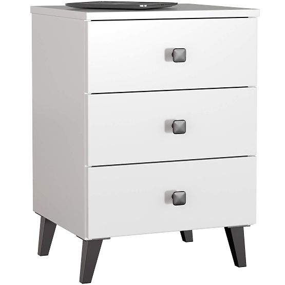 CHEST OF DRAWERS MOBI K-03 WHITE BLACK