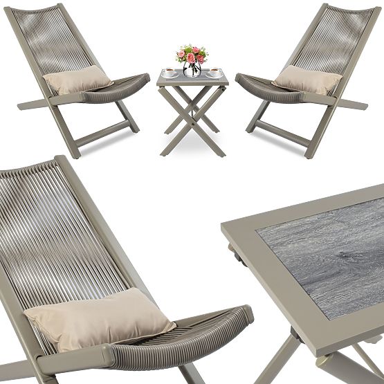 CHILL SAND Patio Furniture Set: Loungers and Table