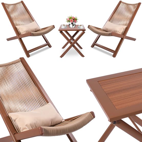 CHILL TOFFI Patio Furniture Set: Loungers and Table
