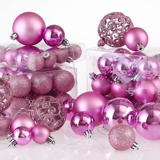 CHRISTMAS BALLS PINK 100PCS KL-21X03