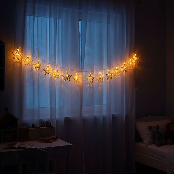 Christmas Lights Garland LED Golden Stars 391020