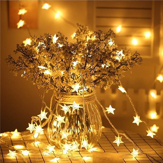 Christmas Lights Garland LED Golden Stars 391020