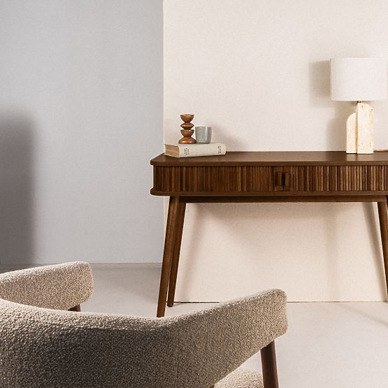 Clemente Desk with Slats, Walnut