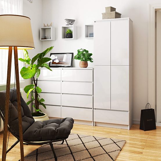 CLOSED BOOKCASE R60 2D 1SZ CLP PK WHITE/ HIGH GLOSS WHITE