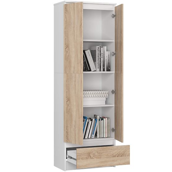 CLOSED BOOKCASE R60 2D 1SZ CLP PK WHITE / SONOMA