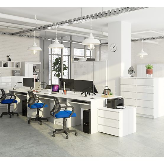 CLP 135cm Desk PK White / White Gloss