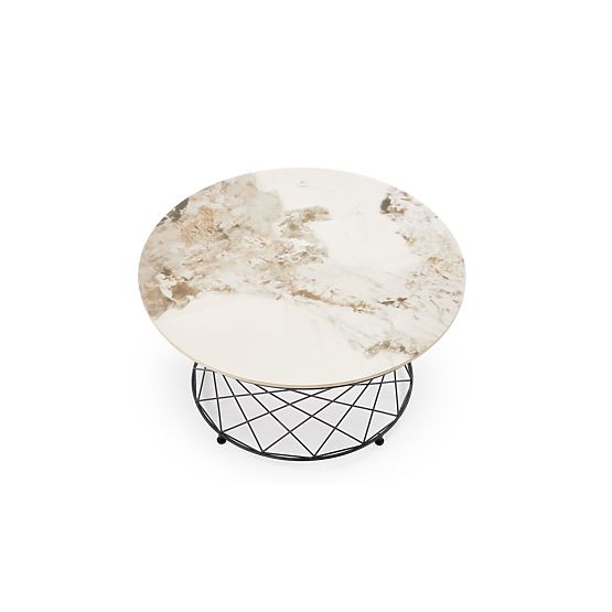 Coffee Table ALESSIA, Beige Marble / Black (2p=1pc)