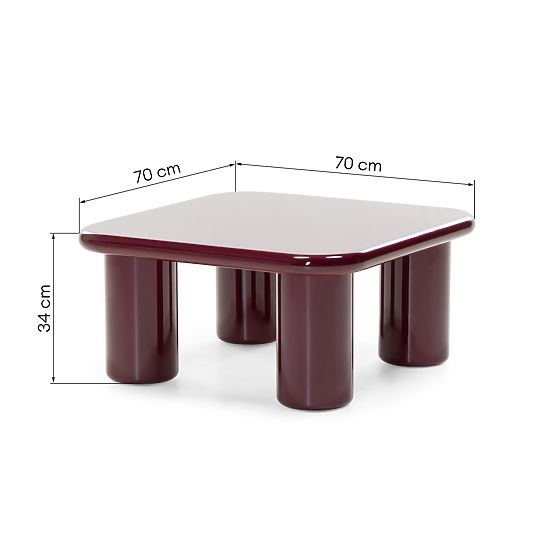 Coffee Table Cherry 70 cm, Burgundy/Cherry, Glossy