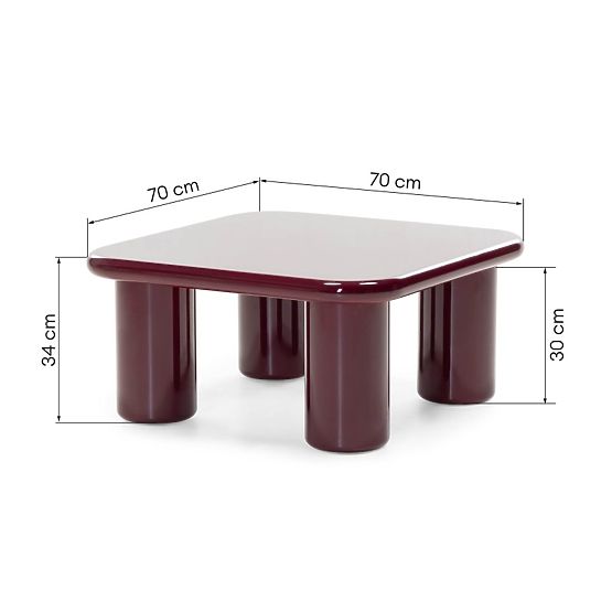 Coffee Table Cherry 70 cm, Burgundy/Cherry, Glossy