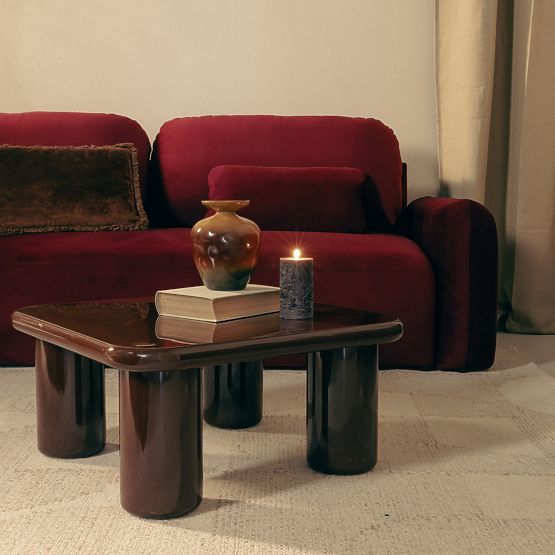 Coffee Table Cherry 70 cm, Chocolate, Glossy