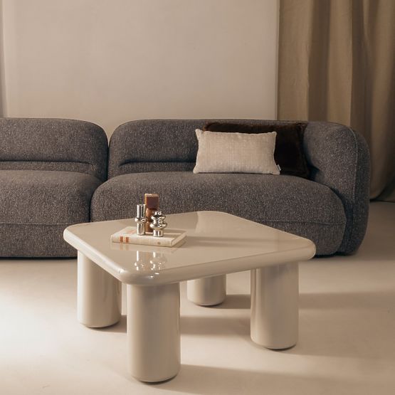 Coffee Table Cherry 70 cm, Dark Beige, Glossy