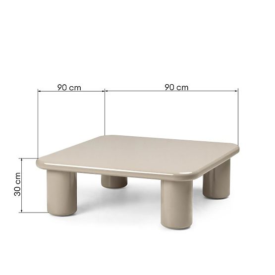 Coffee Table Cherry 90 cm, Dark Beige, Glossy