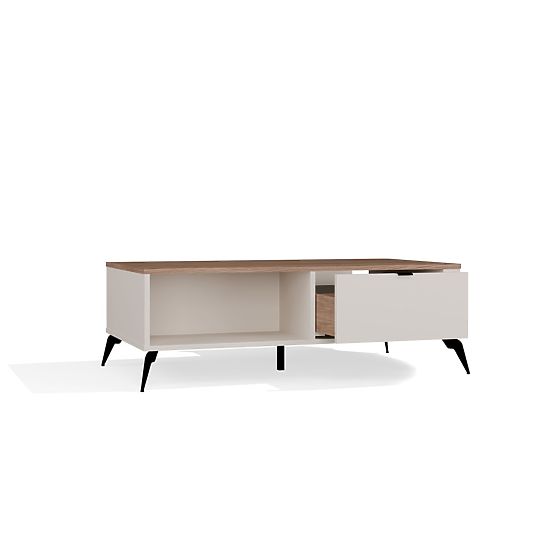 Coffee Table CORDOBA Cashmere Beige Oak Castello 2 Drawers for Living Room
