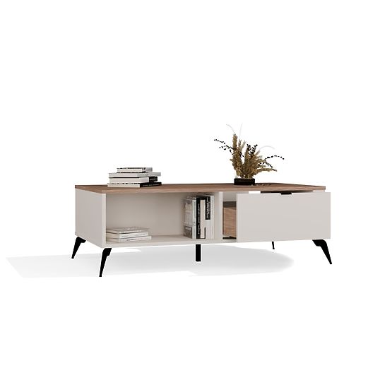 Coffee Table CORDOBA Cashmere Beige Oak Castello 2 Drawers for Living Room