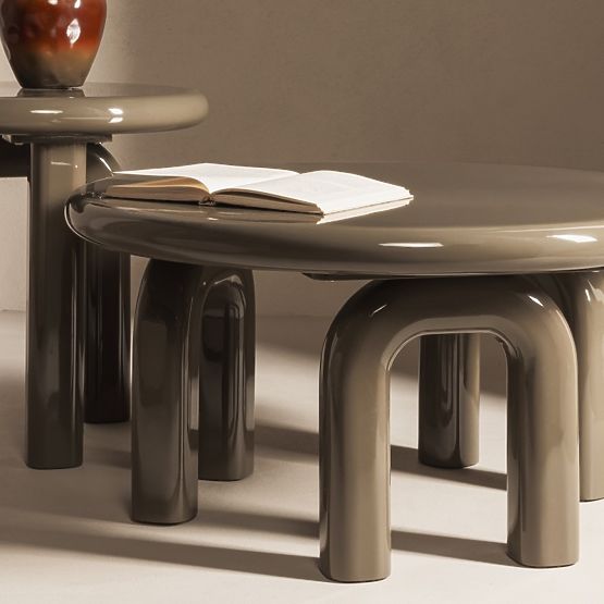 Coffee Table Flambe 80 cm, Green/Grey, Glossy