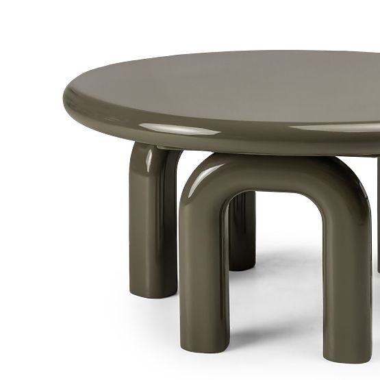 Coffee Table Flambe 80 cm, Green/Grey, Glossy