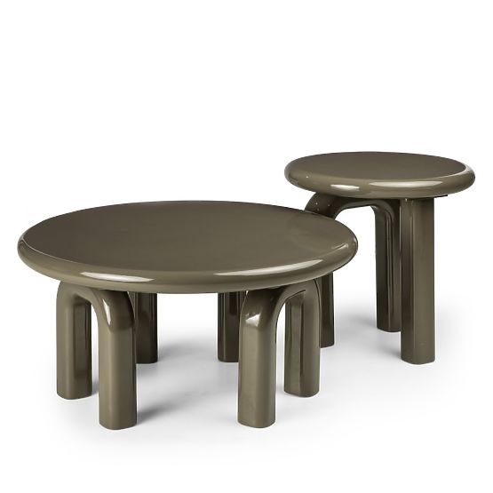 Coffee Table Flambe 80 cm, Green/Grey, Glossy