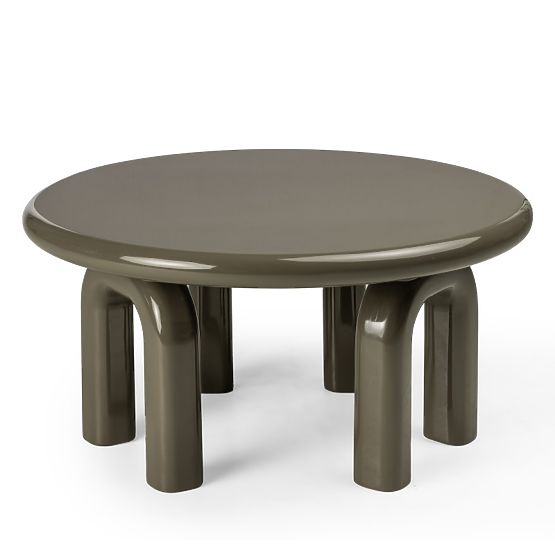 Coffee Table Flambe 80 cm, Green/Grey, Glossy