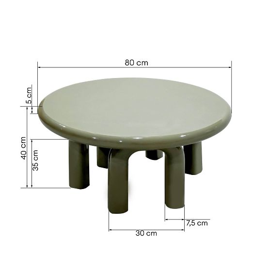 Coffee Table Flambe 80 cm, Green/Grey, Glossy