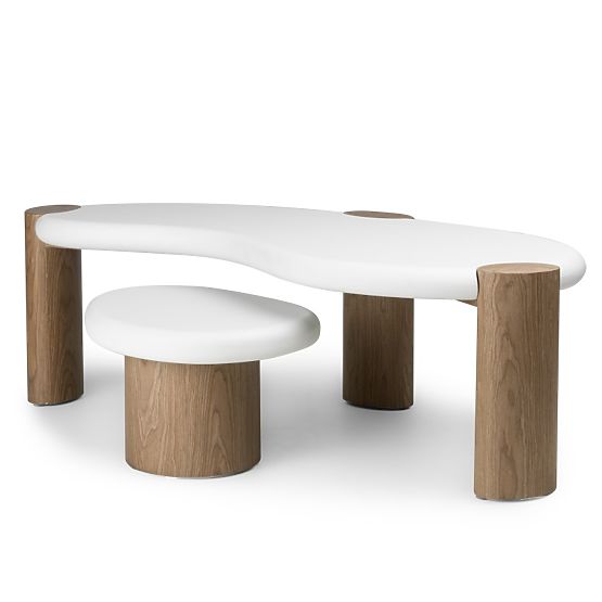 Coffee Table Floe 125 cm, White/Walnut