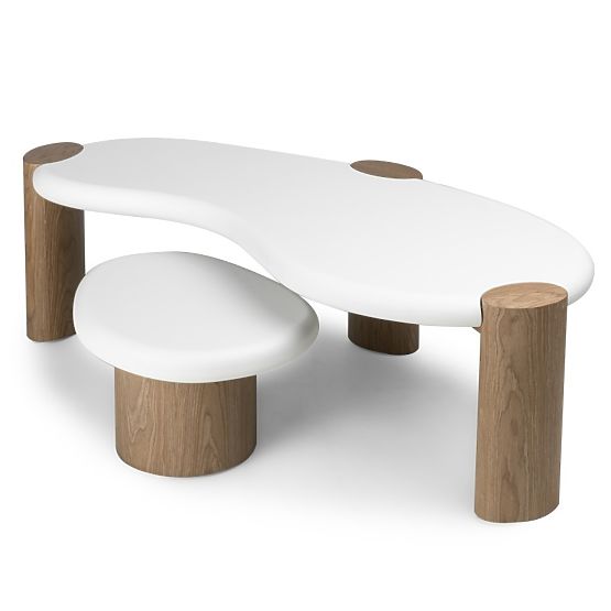 Coffee Table Floe 125 cm, White/Walnut